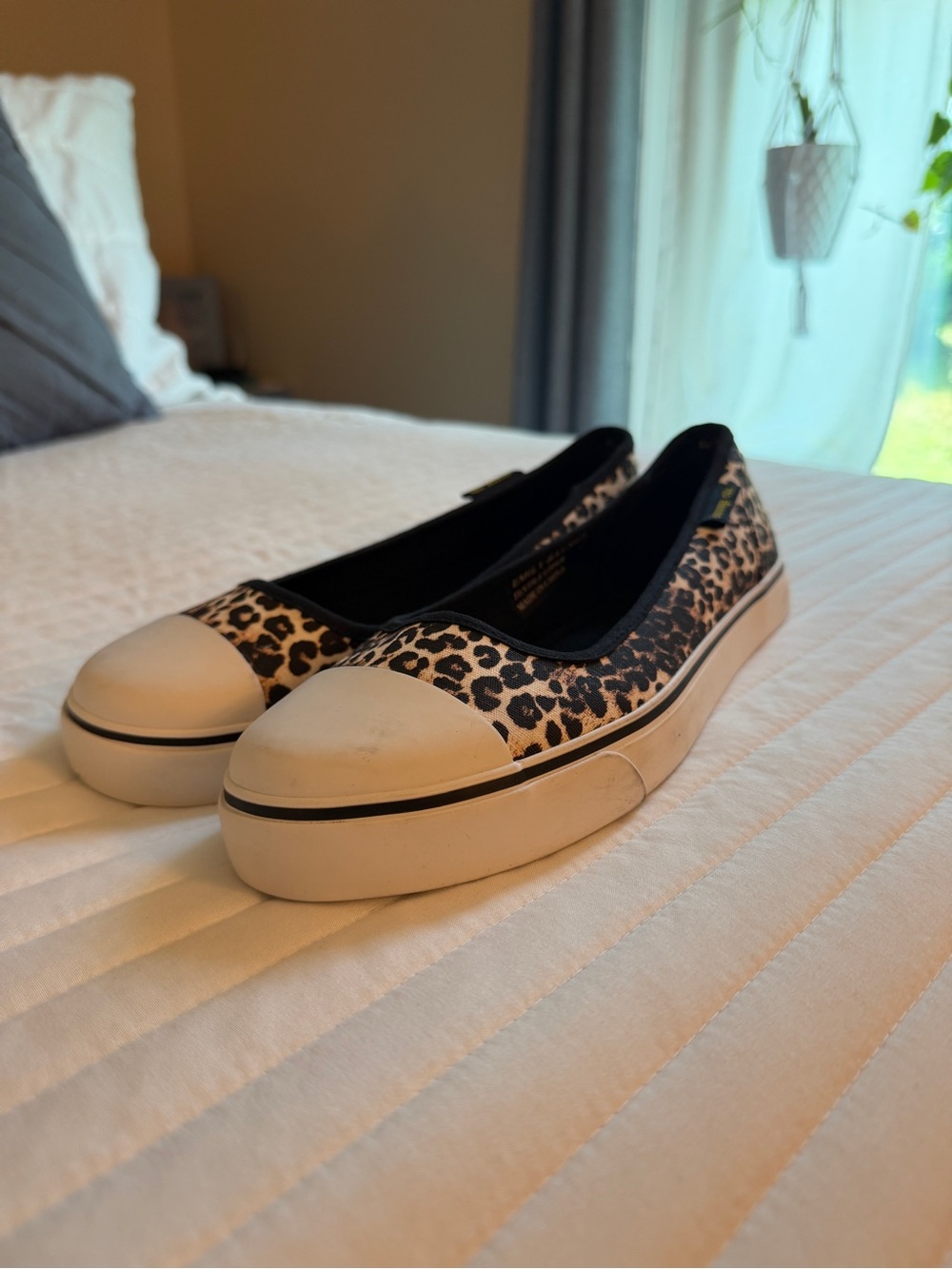Leopard Print Slip-On Flats with Black Trim - Casual Women’s Shoes